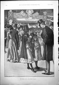 Print Royal Naval Military Bazaar Gentleman Talking Top Hatted Children 1900
