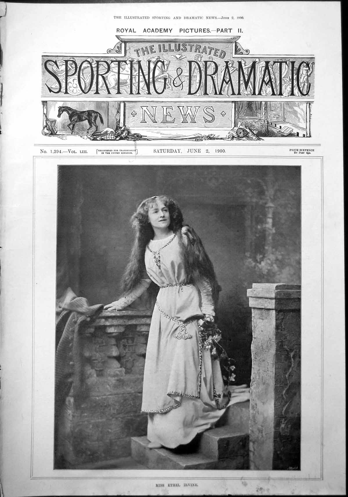 Old Miss Ethel Irvine Frontispiece Full Character Portrait Costume 1900 20th