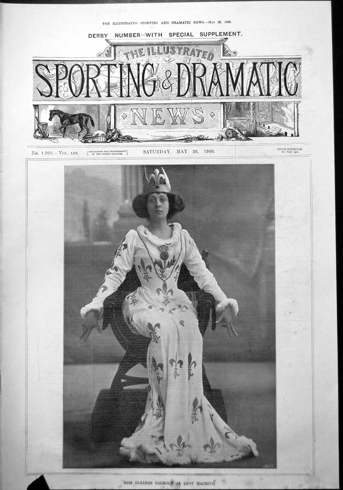 Old Print Miss Eleanor Calhoun Lady Macbeth Full Character Portrait 1900 20th