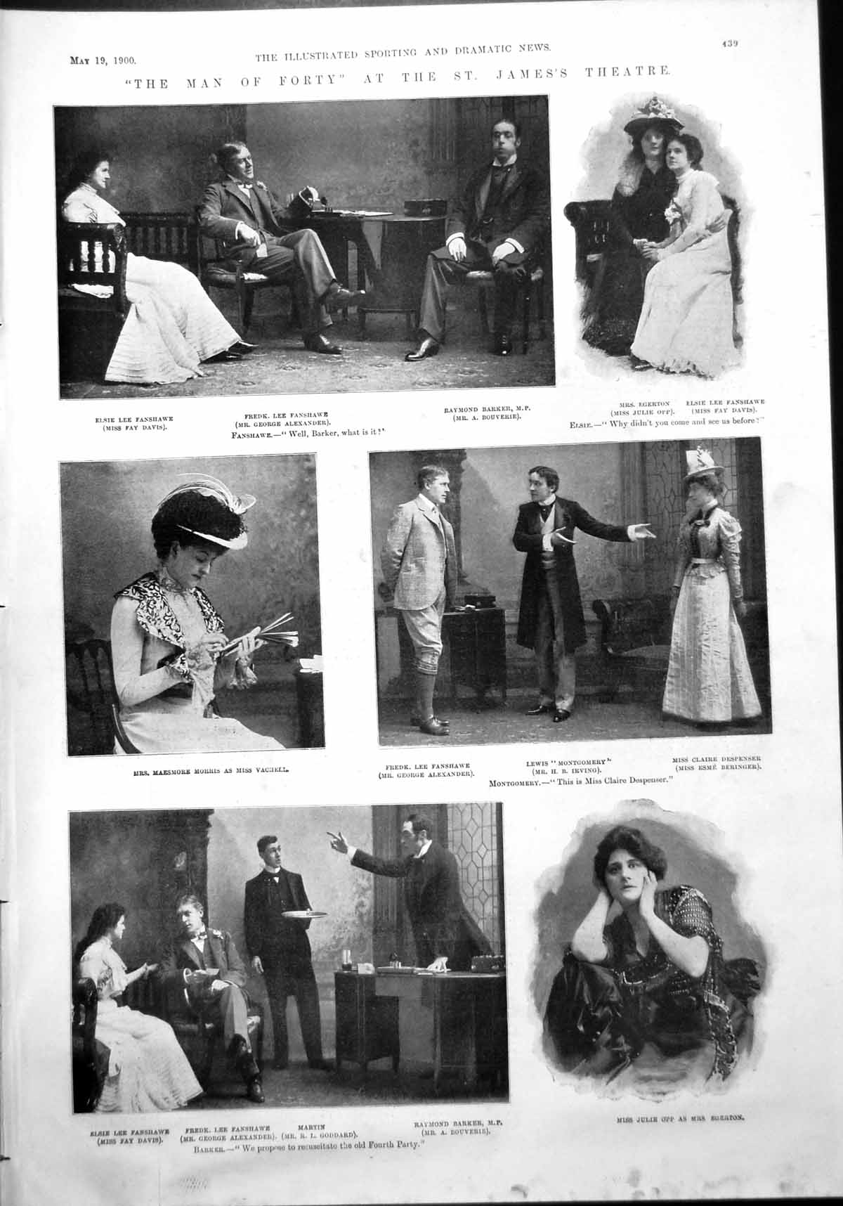 Old Man Forty St James' Theatre Fanshawe Miss Julie Opp Egerton 1900 Victorian