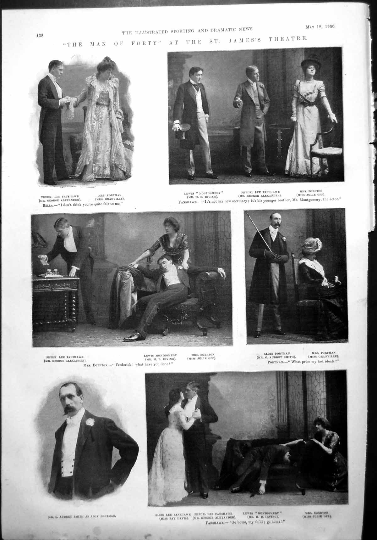 Antique Print Man Forty St James' Theatre Fanshawe Montgomery Portman 1900 20th