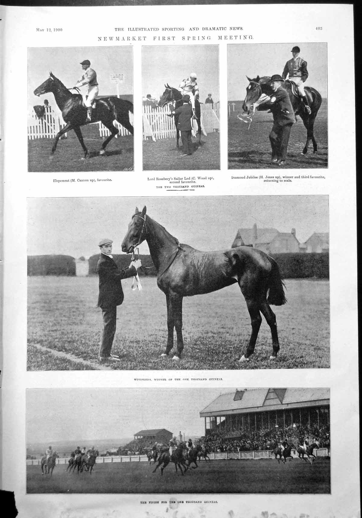 Old Newmarket 1St Spring Meeting Horse Racing One Thousand Guineas 1900