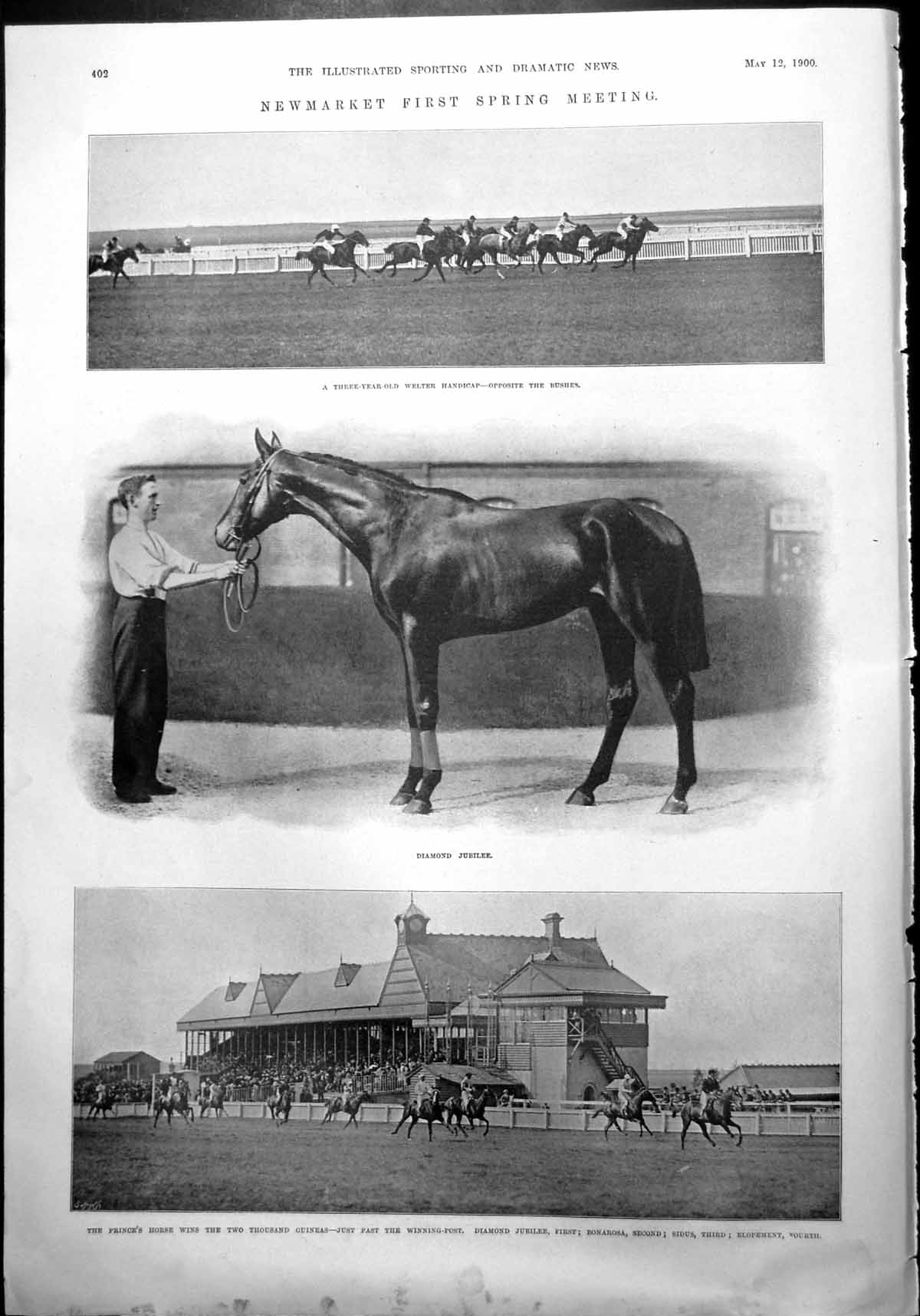 Print Newmarket 1St Spring Meeting Horse Racing Handicap Diamond Jubilee 1900