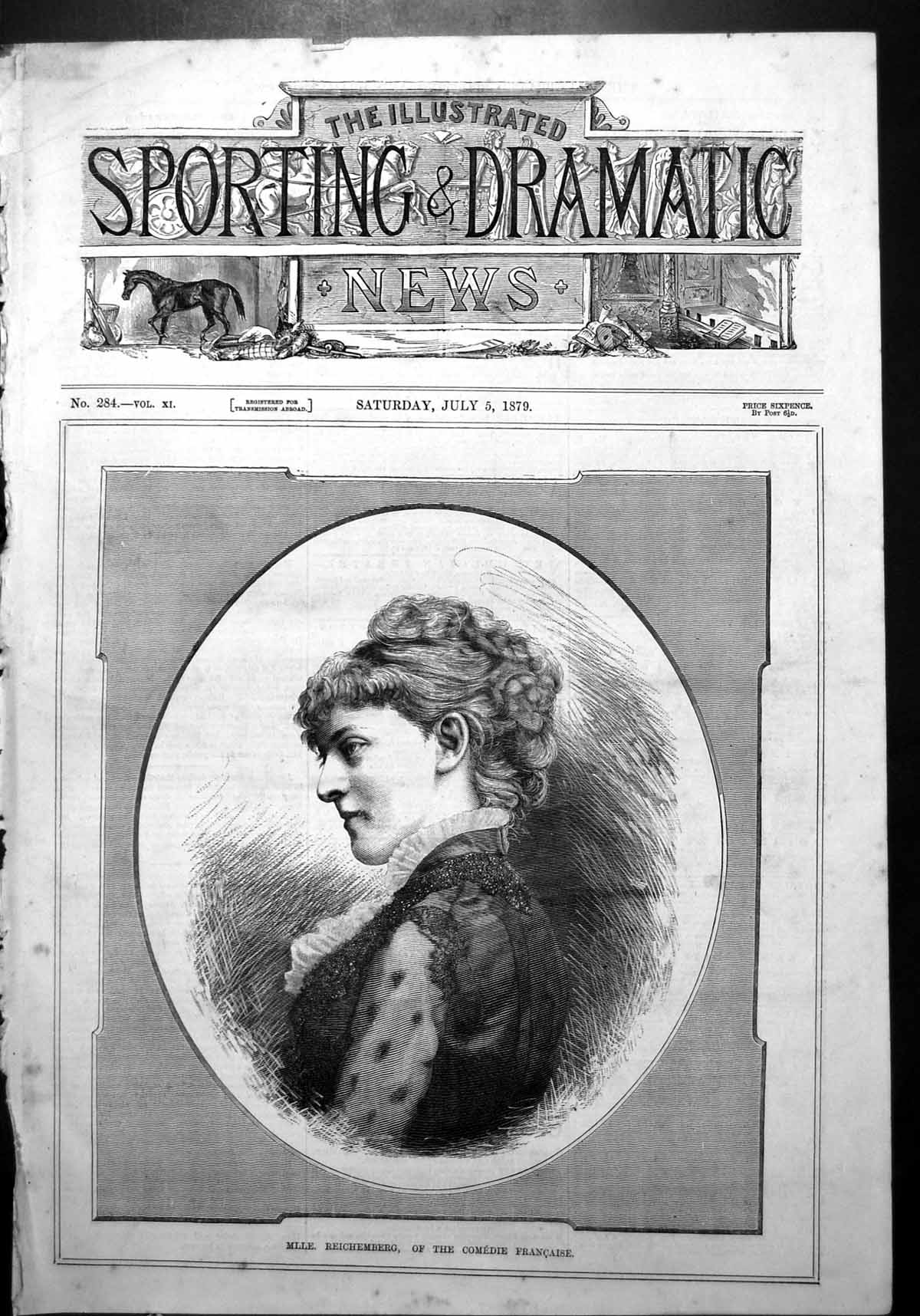 Antique Print Mlle Reichemberg Comedie Francaise Frontispiece Portrait 1879
