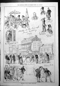 Antique Print Sketches Curragh Racecourse Meet Telegraph Office Horses 1879
