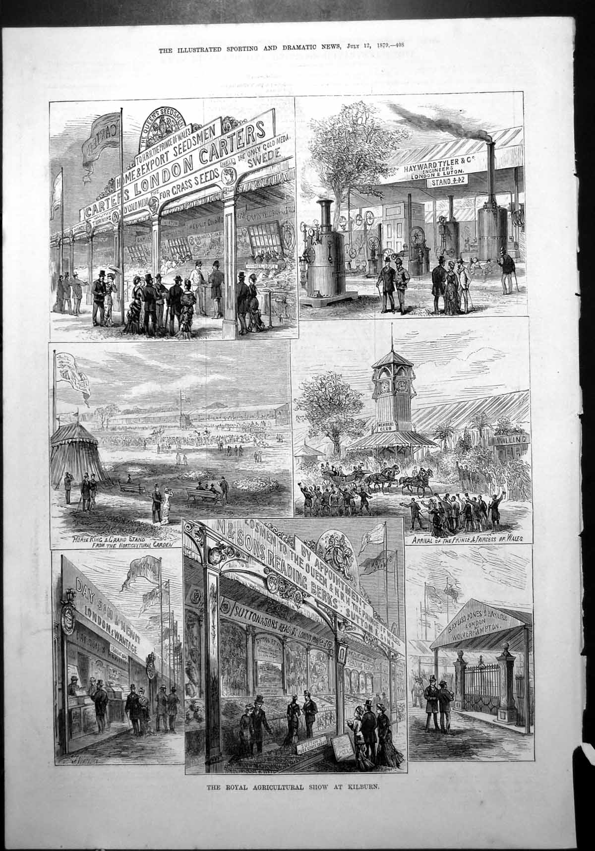 Old Royal Agricultural Show Kilburn Advertising Stands Horse Ring 1879 19th