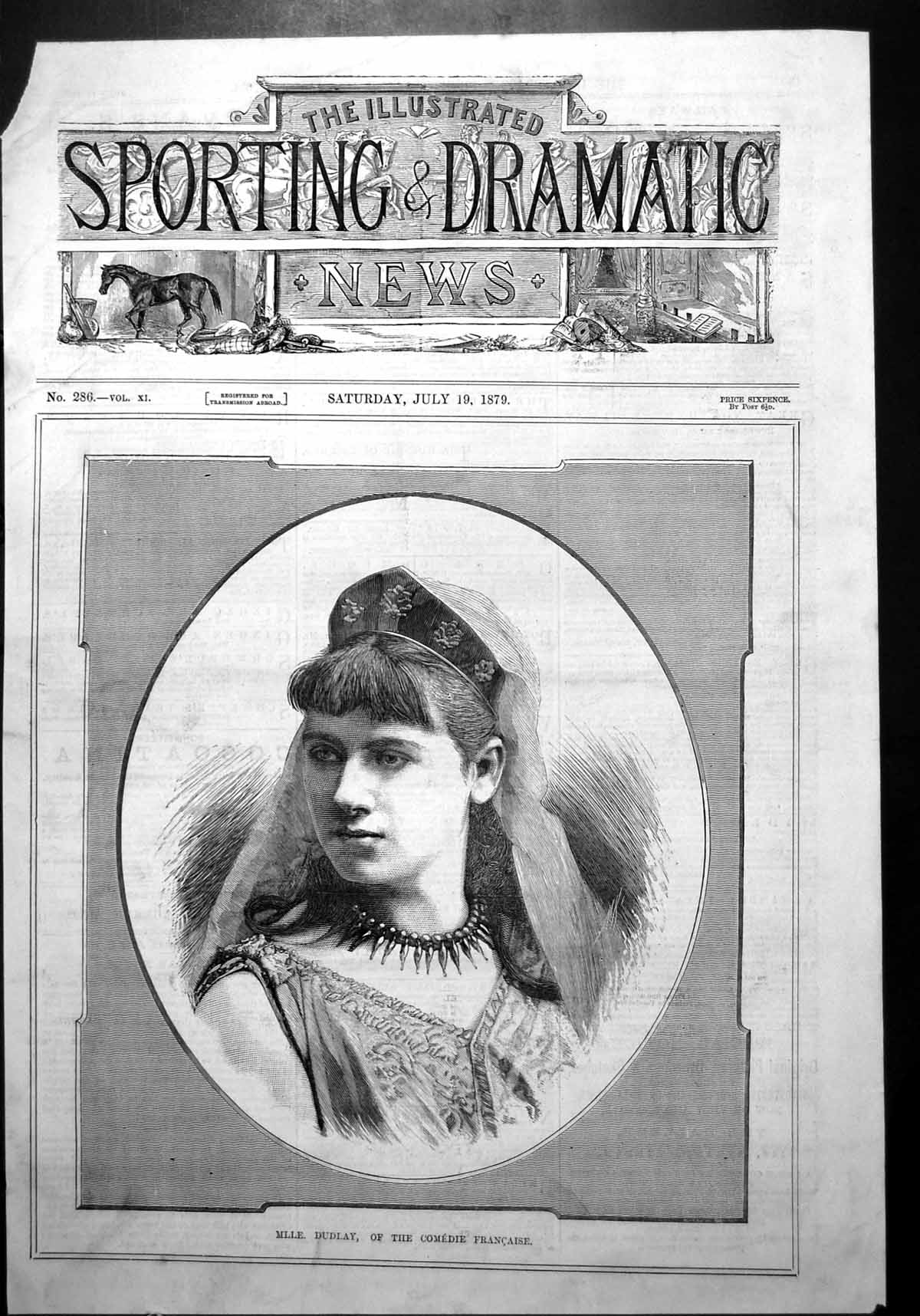Old Mlle Dudlay Comedie Francaise Frontispiece Portrait Necklace 1879 Victorian