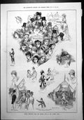 Old Sketches French Fete Albert Hall Faces From Crowd Sale Items 1879 Victorian