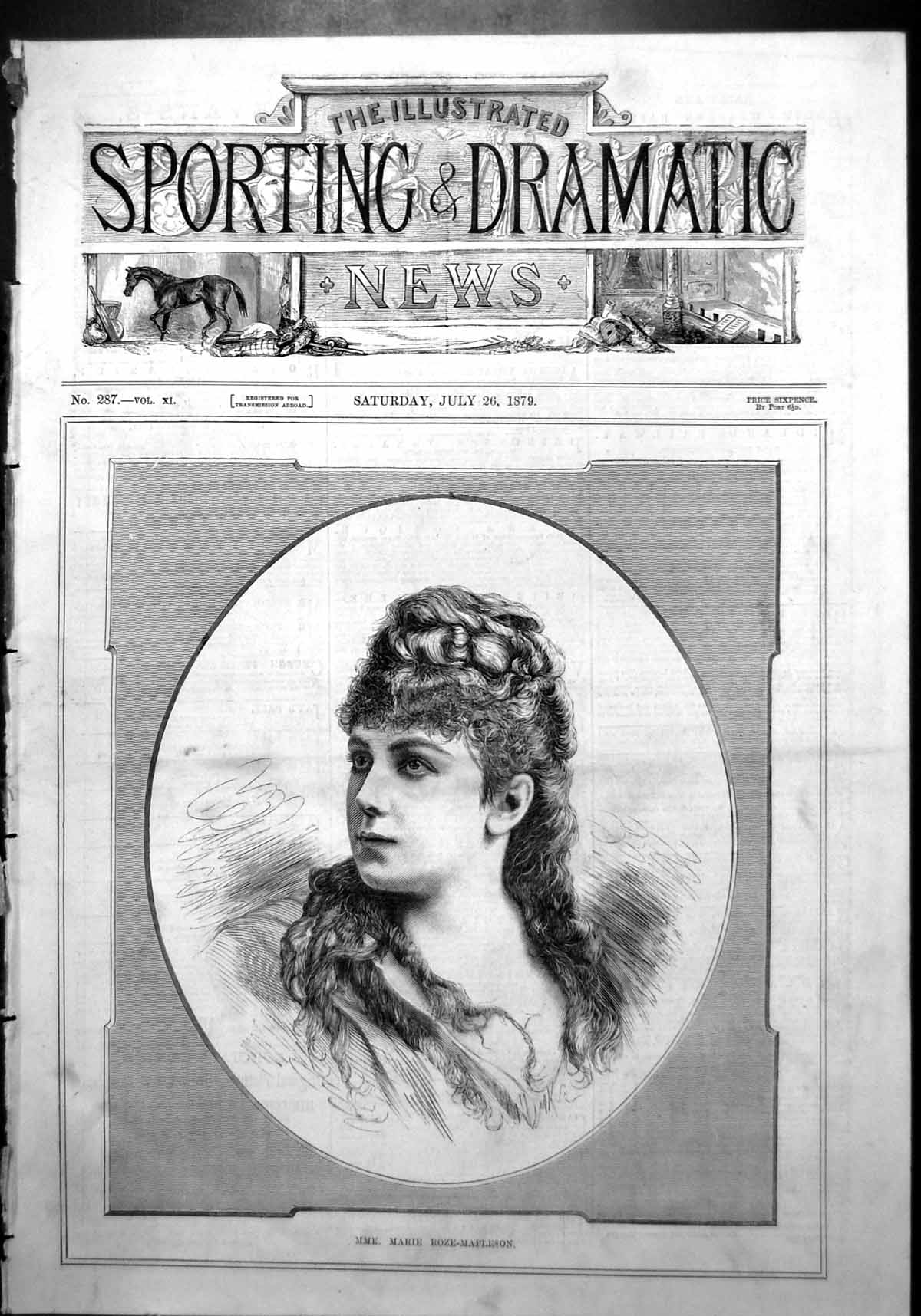 Old Mme Marie Roze-Mapleson Frontispiece Portrait Long Natural Hair 1879 19th