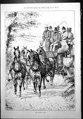 Old Boxhill Coach Horses Blinkers Ladies Gentlemen Luggage Trees 1879 Victorian