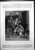 Old Art Critic Artist Painting Canvas Boy Pallette Brushes Looking 1879 19th