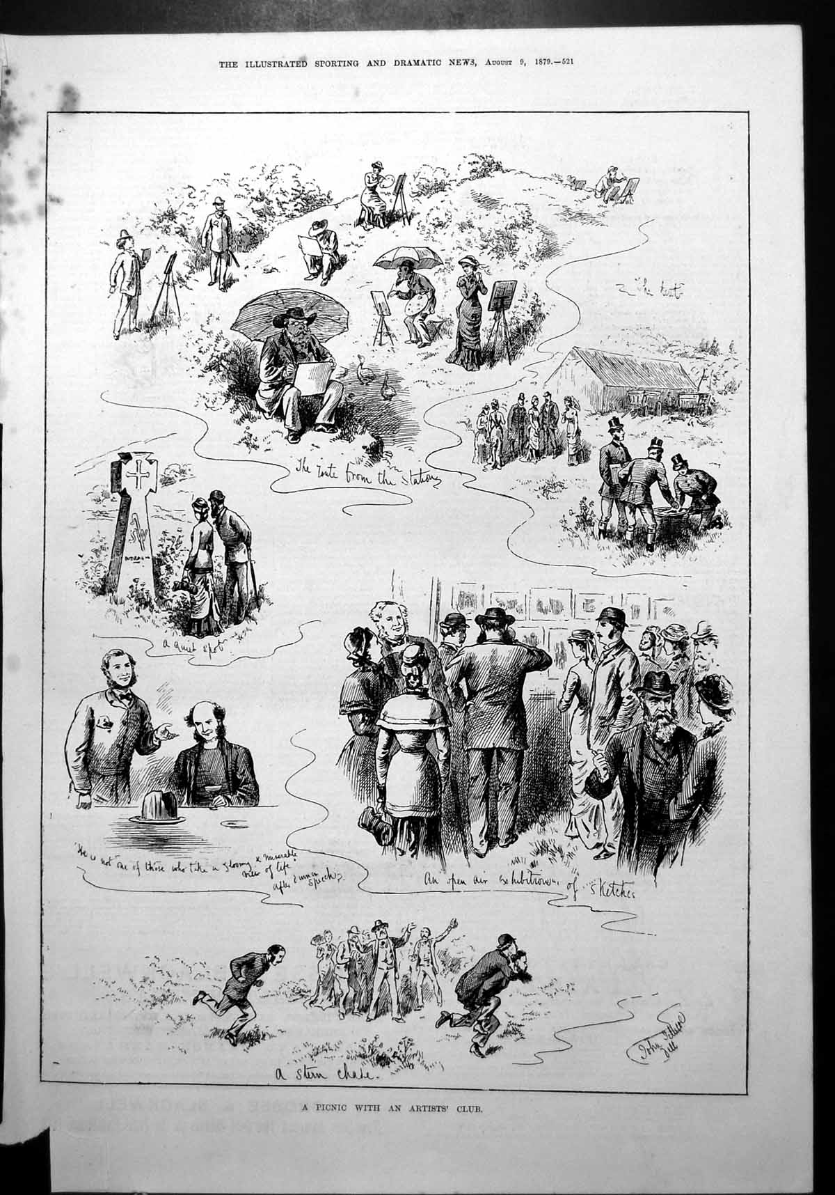 Old Picnic With Artists' Club Route From Station Outdoor Exhibition 1879 19th