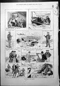 Old Homourous Pleasures Seaside Apartments Sailing Clothes Shore 1879 Victorian