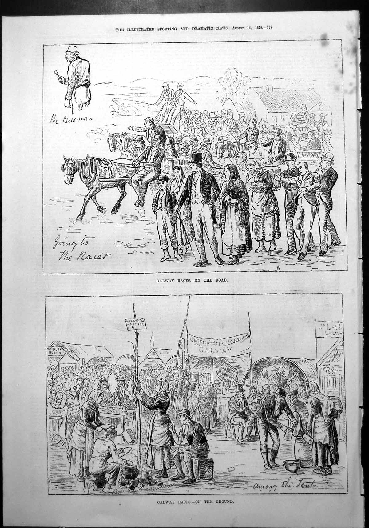 Old Galway Races Road Ground Horse Racing Enthusiasts Among Tents 1879 19th