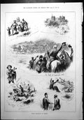 Antique Print Royal Stag Hunt Exmoor Dunster Castle Meet Hawcombe Hall 1879