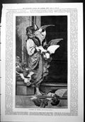Old Souvenir De Venise Echtler Girl Steps Pigeons Flying Bare Feet 1879 19th