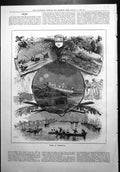 Antique Old Print Fetes Cherbourg Tub Racing Launch Boat Seamen Swimmers 1879