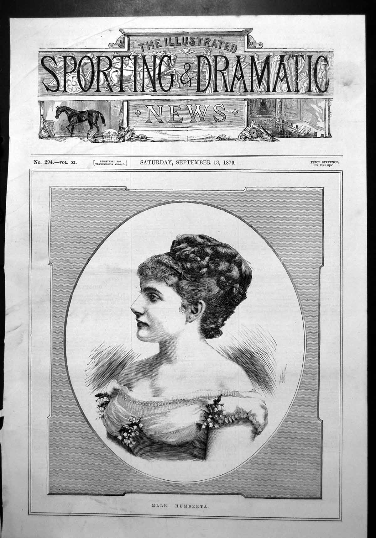 Old Mlle Humberta Frontispiece Portrait Flowered Lace Topped Dress 1879 19th