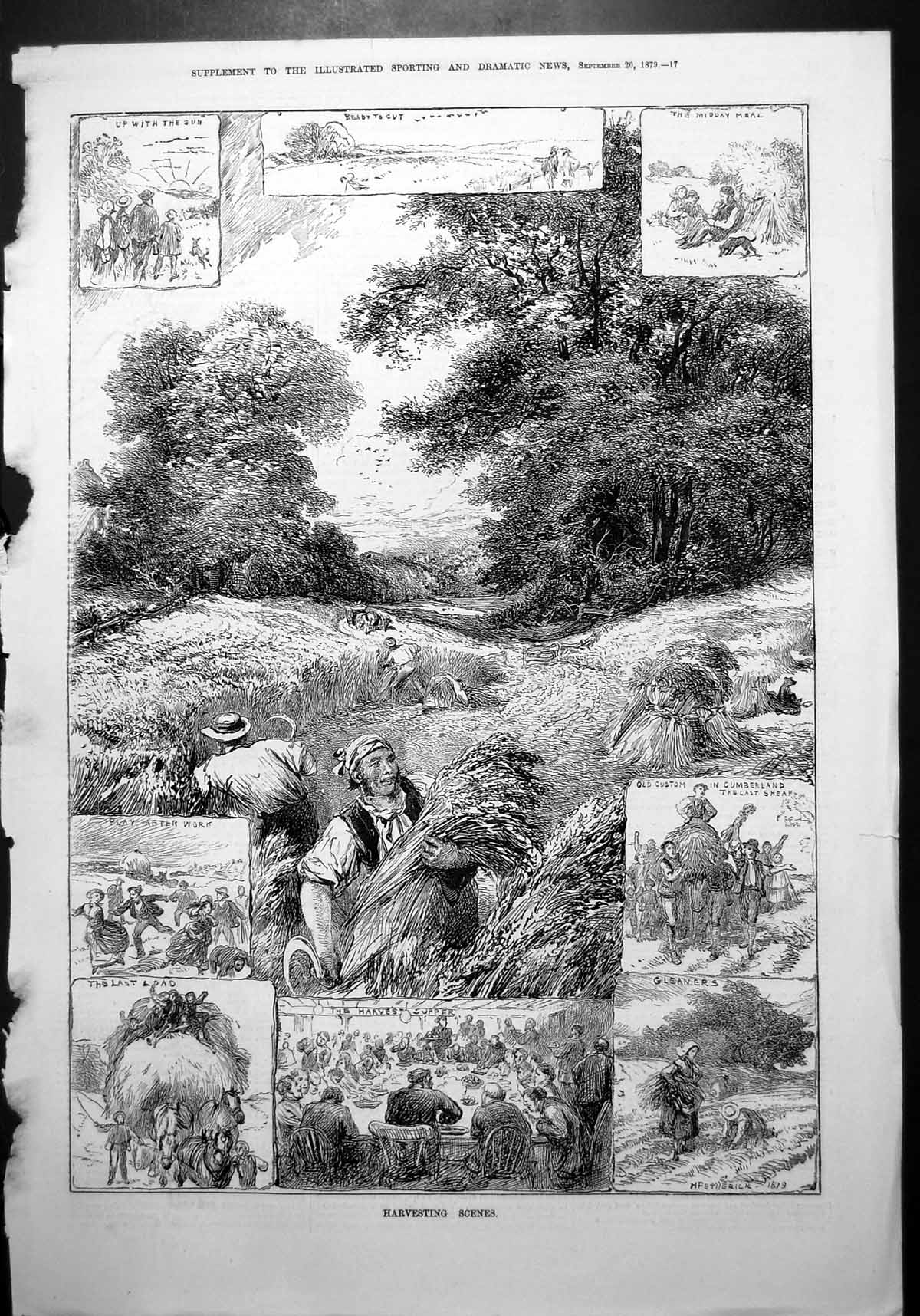 Old Harvesting Scenes Cutting Cumberland Last Sheaf Harvest Supper 1879 19th