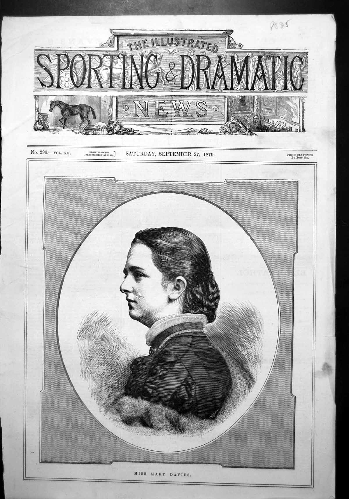 Old Miss Mary Davies Frontispiece Portrait Fur Stole High Collar 1879 Victorian