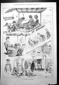 Antique Old Print Beach Scenes Boulogne Organ Controle Restaurant Jetee 1879
