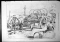 Old Scheldt Horse Eating Hay Yoked Cart Sacks Barrels Stoppered 1879 Victorian
