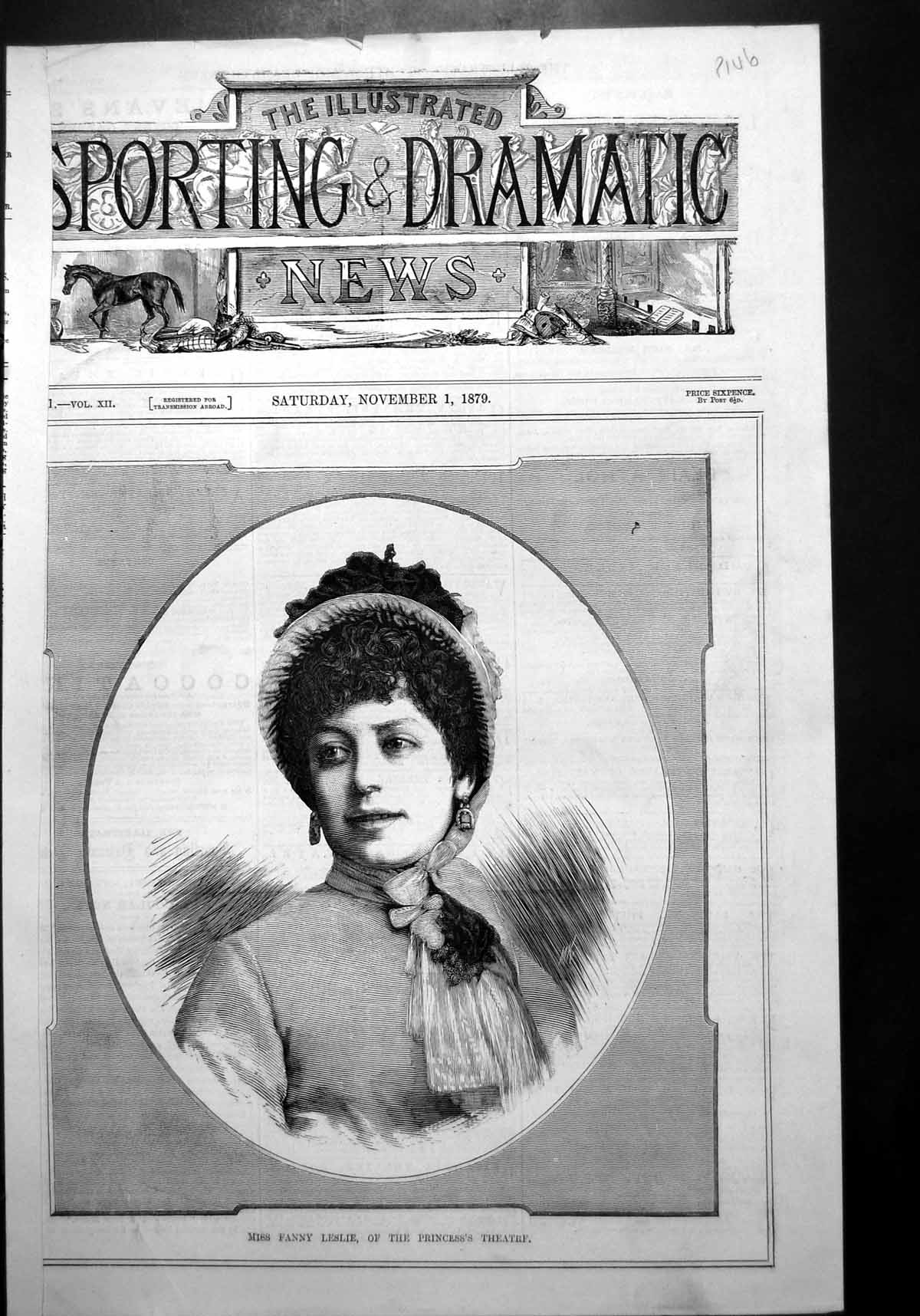 Old Miss Fanny Leslie Princess'S Theatre Portrait Frontispiece Hat 1879 19th