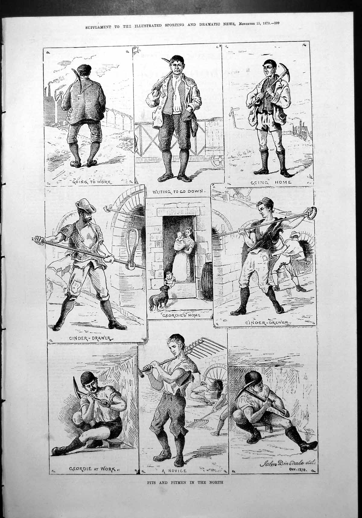 Old Pits Pitmen North Pickaxe Cinder Drawer Geordie'S Home Dinsdale 1879 19th