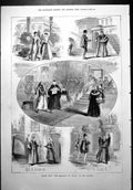 Antique Old Print Scenes Merchant Venice Lyceum Indoor Outdoor Sets Cast 1879