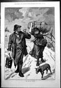 Old W Weekes Her Lord Master Man Brazier Woman Heavy Load Snow Dog 1879 19th
