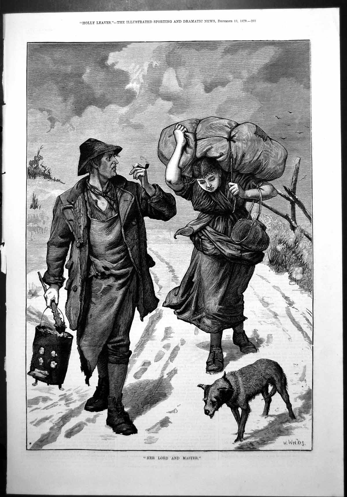 Old W Weekes Her Lord Master Man Brazier Woman Heavy Load Snow Dog 1879 19th