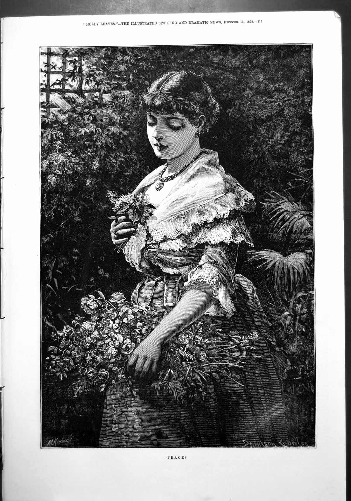 Old Peace Davidson Knowles Woman Necklace Armful Flowers Foliage 1879 Victorian