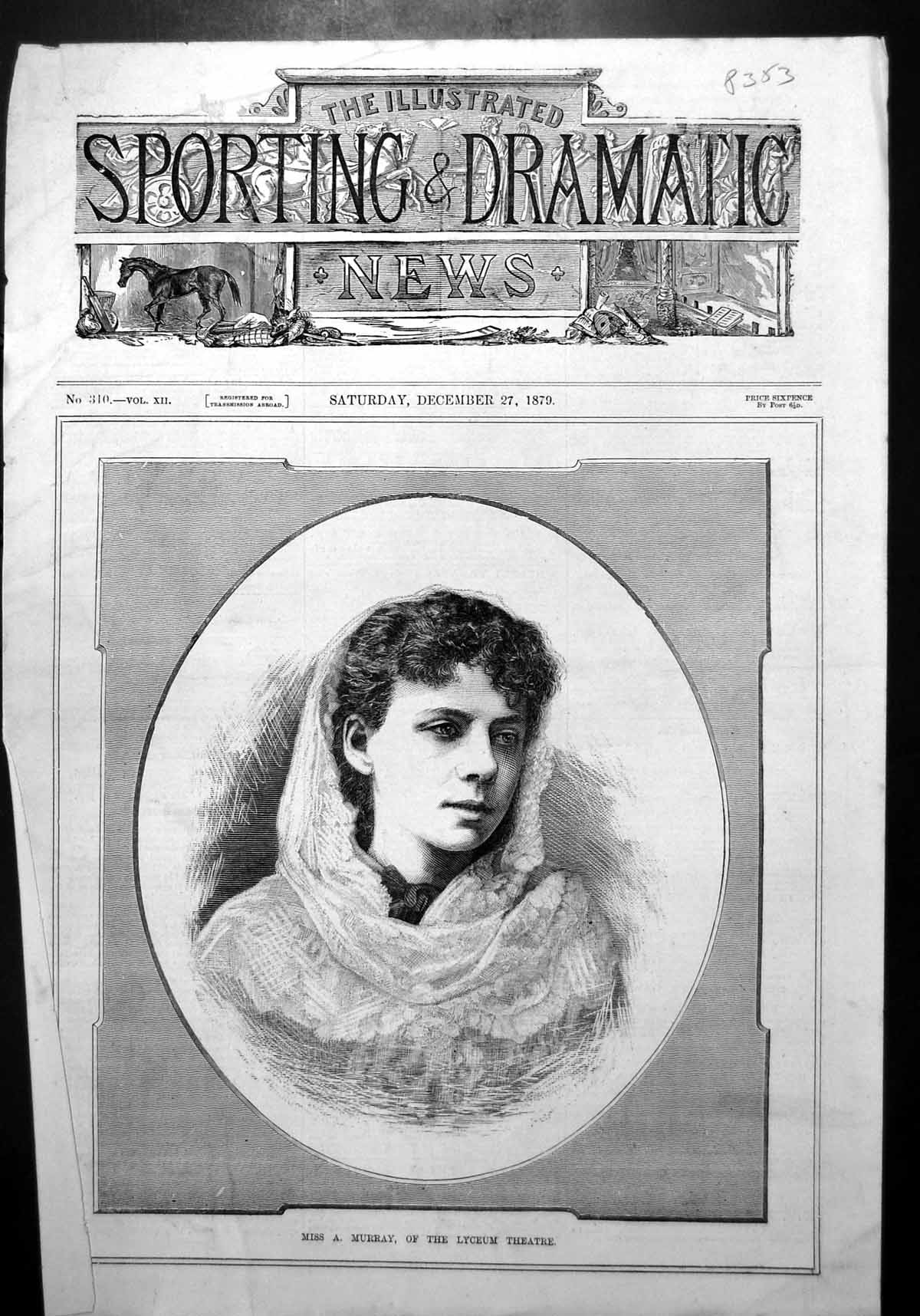 Old Miss A Murray Lyceum Theatre Portrait Frontispiece Lace Shawl 1879 19th
