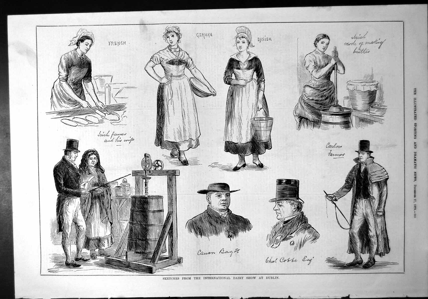 Old Sketches International Dairy Show Dublin French German Danish 1879 19th