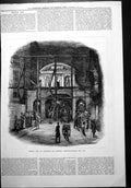 Old Temple Bar Gaslight Evening Sketch Gentlemen Carriages Horses 187 Victorian