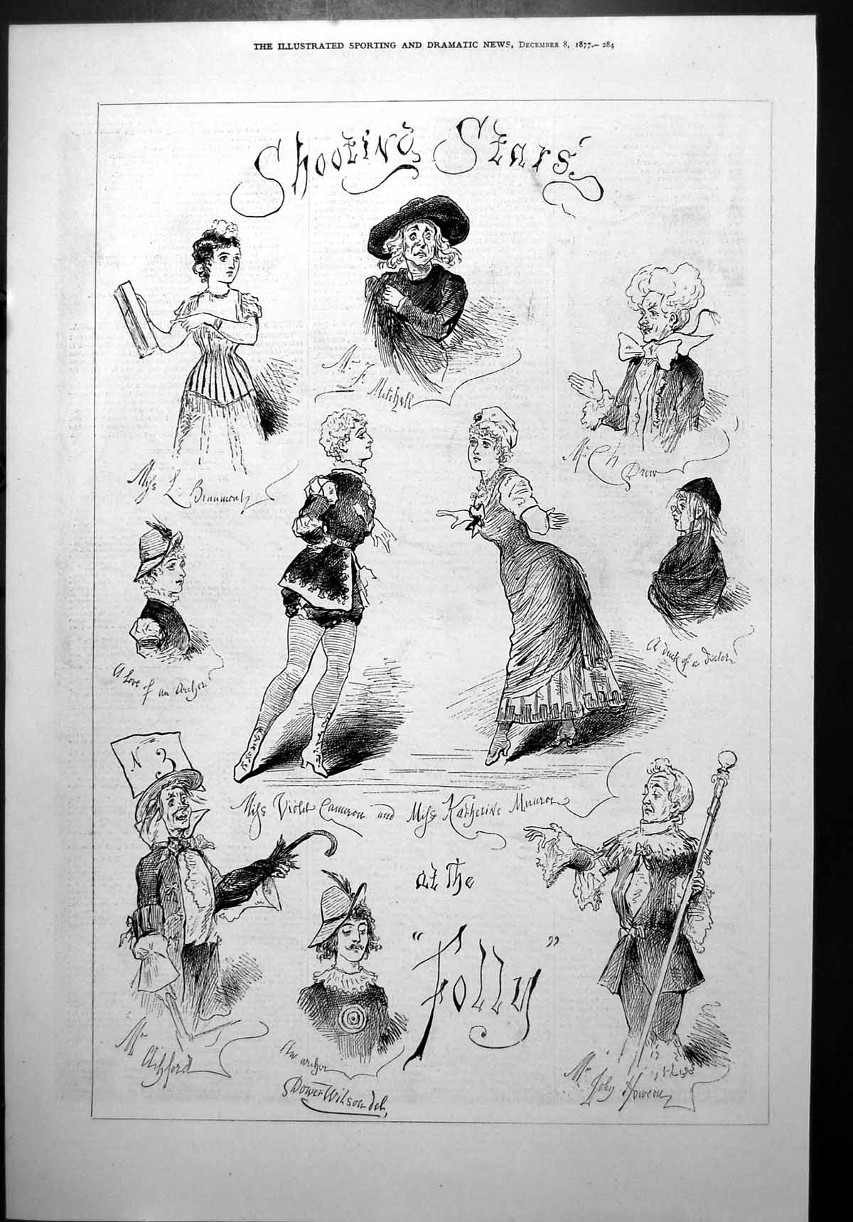 Old Print Shooting Stars At Folly Sketches Violet Cameron Katherine 1877 19th