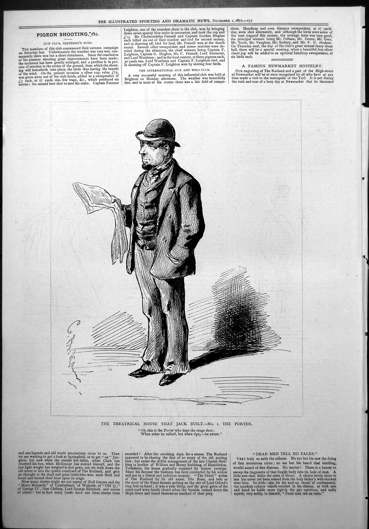 Old Print Theatrical House That Jack Built NoPorter Man Newspaper 1877