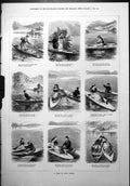 Old Tale Love Nine Sketches And Accompanying Verse Canoes River 1877 Victorian