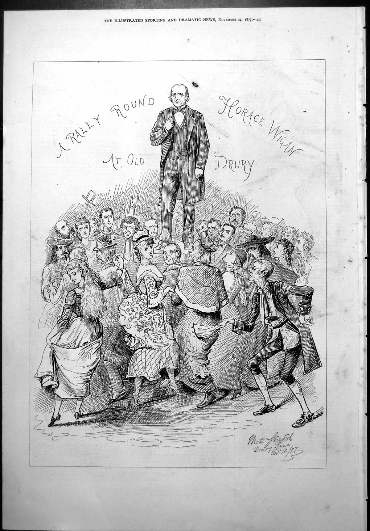 Antique Print Rally Round Horace Wigan Drury Sketch Dancers Male Female 187