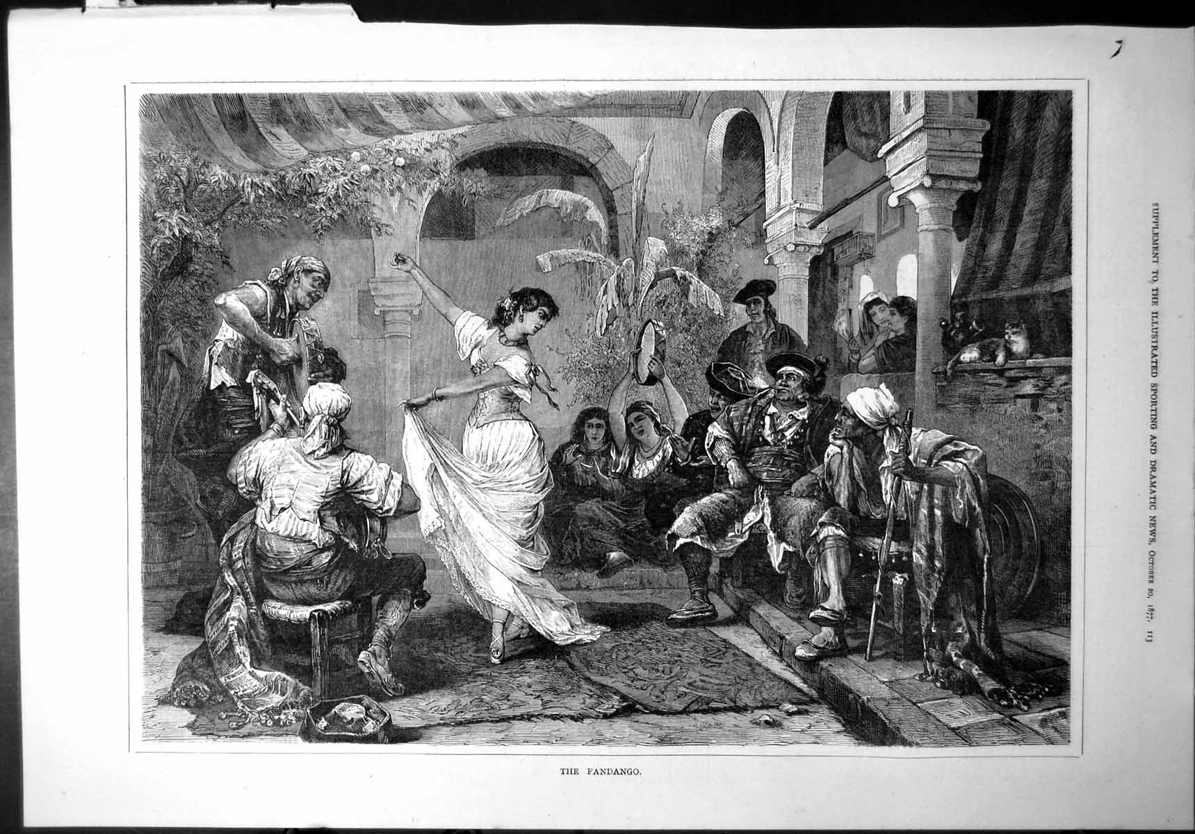 Old Fandango Dancer Audience Musicians Male Femle Palm Tree Arches 18 Victorian