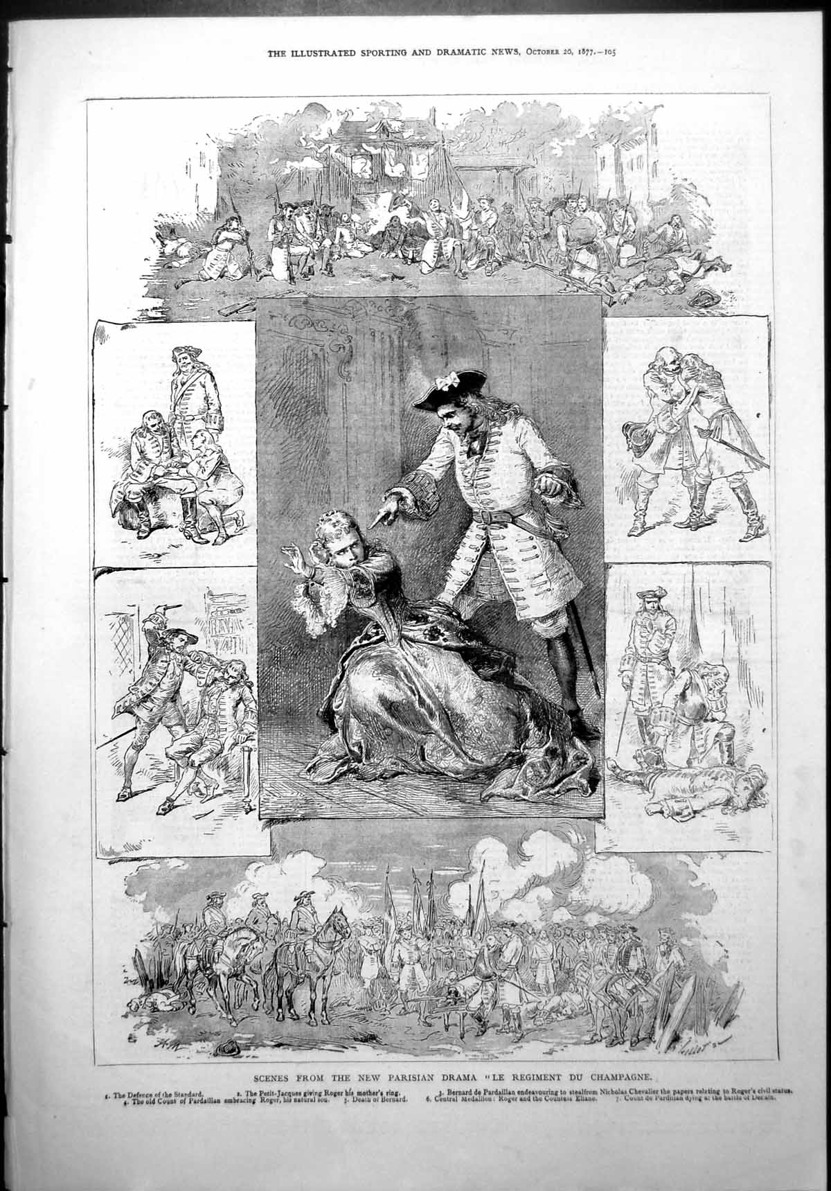 Old Scenes New Parisian Drama Le Regiment Du Champagne Sketches 1877 Victorian