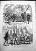Old Print Scenes From Creole And Sea Nymphs Folly Swing Cavalier Hat 1877 19th