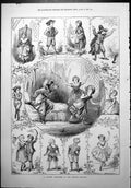 Antique Old Print Summer Pantomime Adelphi Theatre H Petherick Sketches 1877