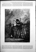 Old Pleasant Shooting Gentleman Hunting Chatting Lady Over Fence 1877 Victorian