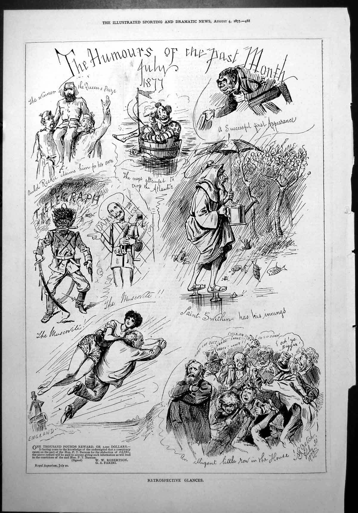 Antique Print Humours Past Month July Sketches Saint Swithin Telegraph 1877