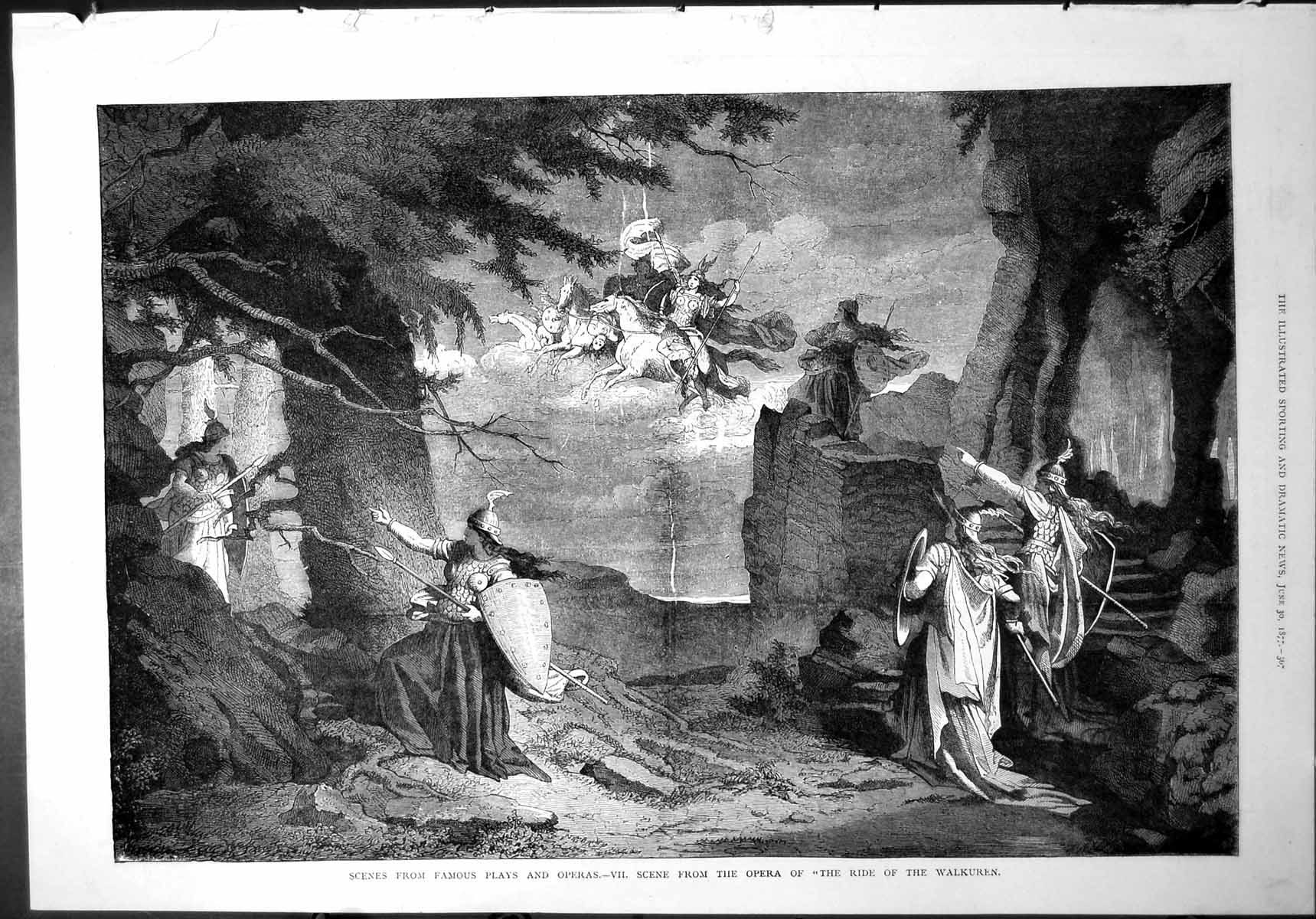 Old Print Scenes From Famous Plays & Operas Vii Opera Ride Walkuren 1877 19th