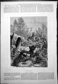 Old Print Making Ready Fox About Chase Rabbits Hedgerow Fence Field 1877 19th