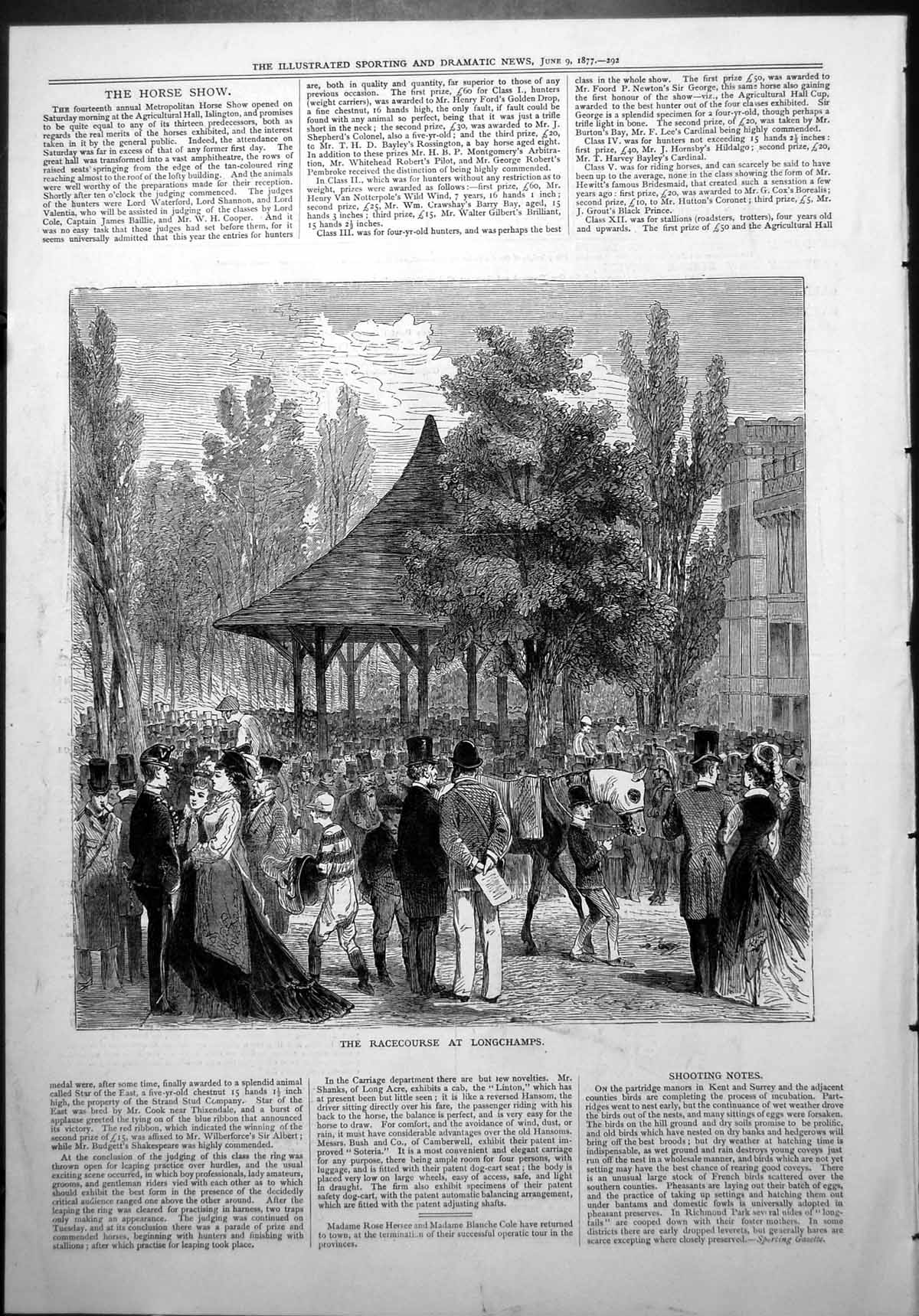 Old Racecourse Longchamps Ladies Gentlemen Jockeys Saddle Horses 1877 Victorian