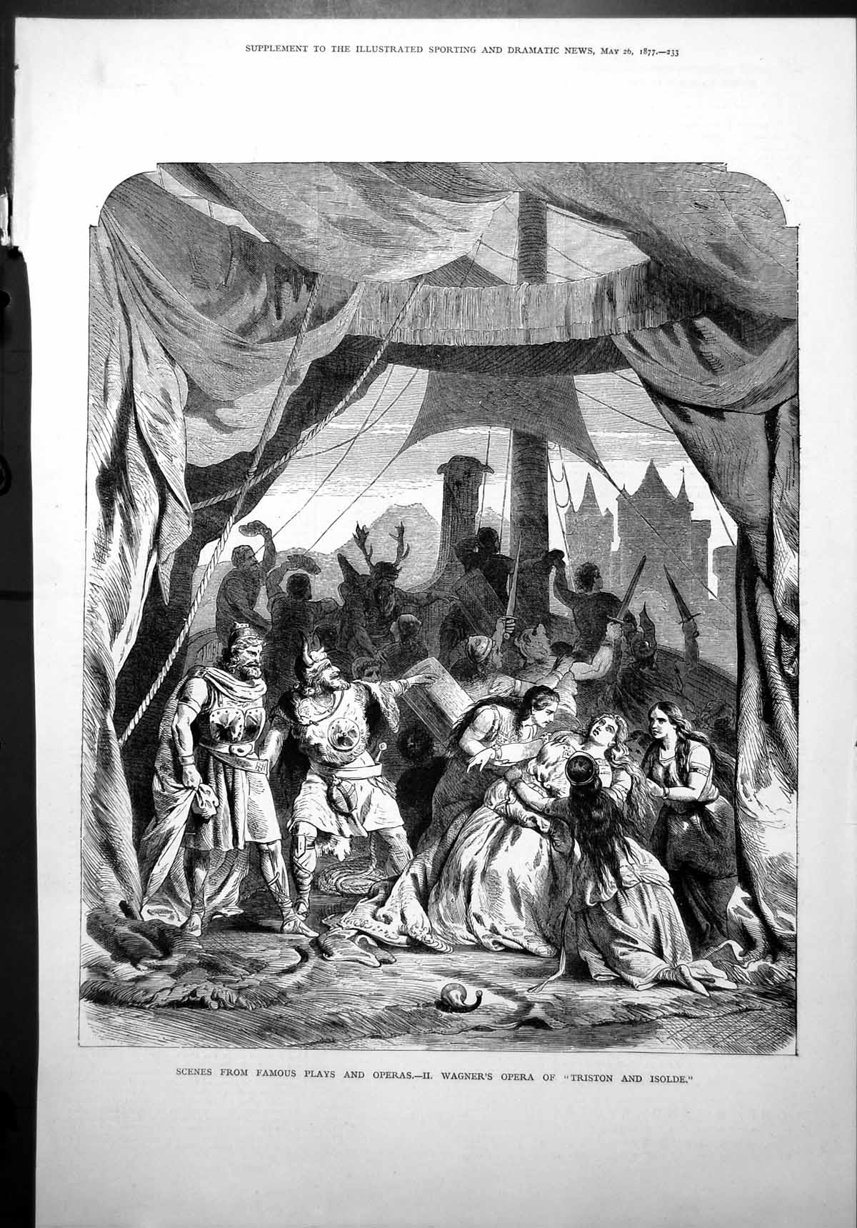 Antique Print Scenes Famous Plays & Operas Ii Opera Triston Ise Tent Attack