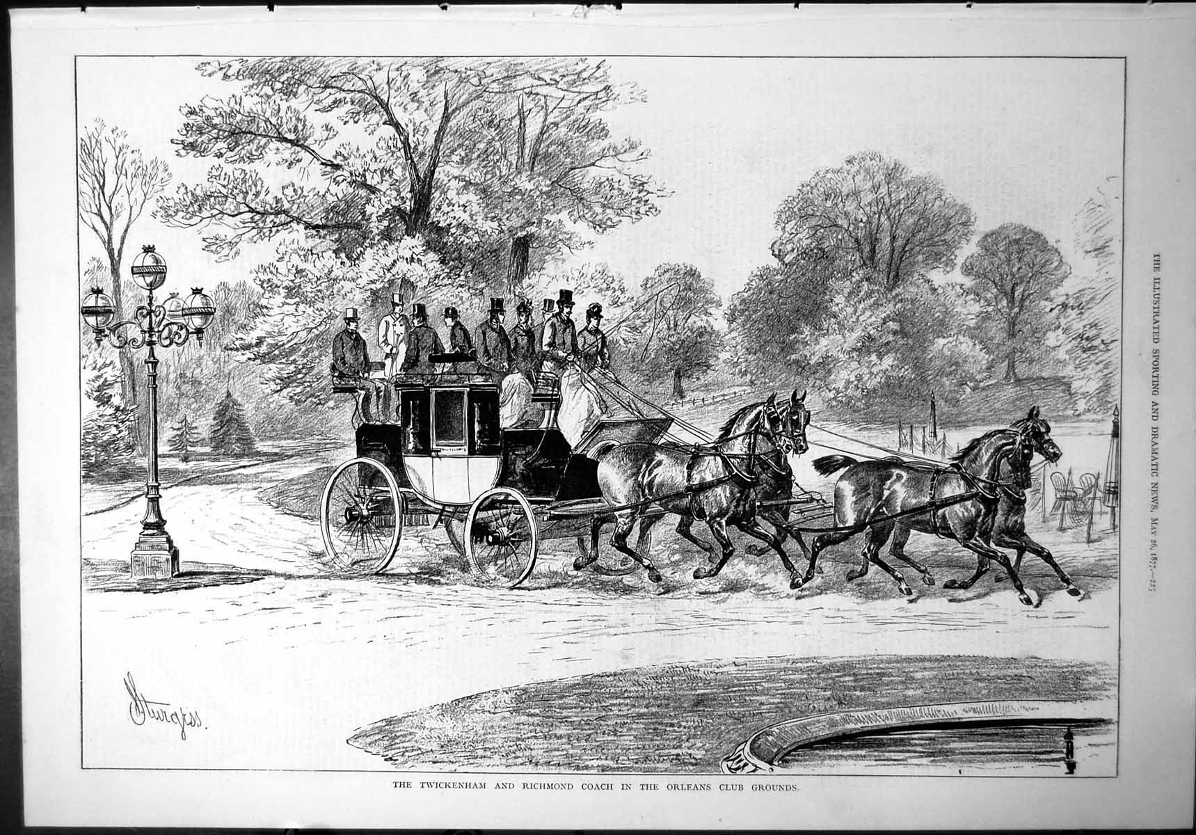 Old Twickenham Richmond Coach Orleans Club Grounds Horse Carriage 187 Victorian